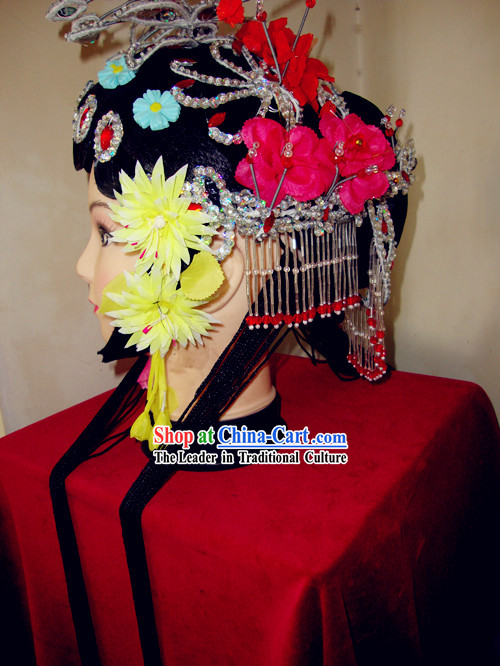Traditional Chinese Dramatic Huadan Long Braids and Hair Accessories