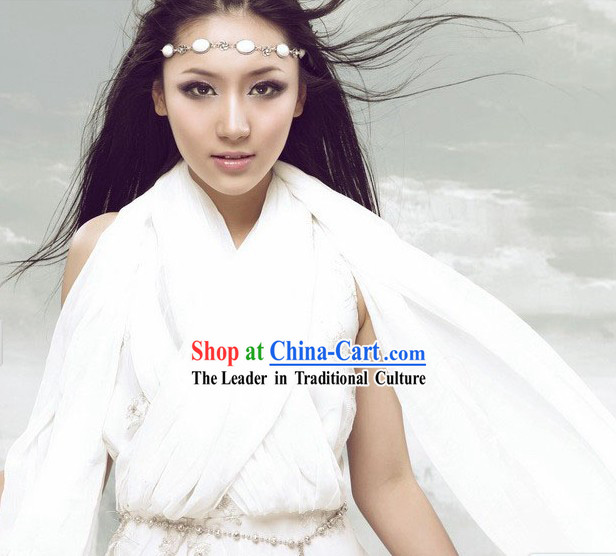 White Fairy Costume and Hair Accessories for Women