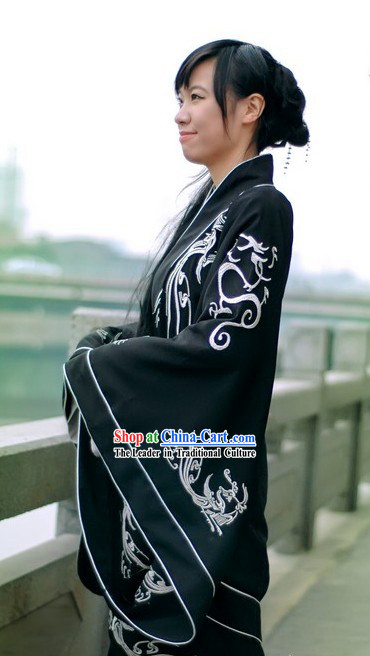Traditional Chinese Hanfu Black Clothing for Both Men and Women