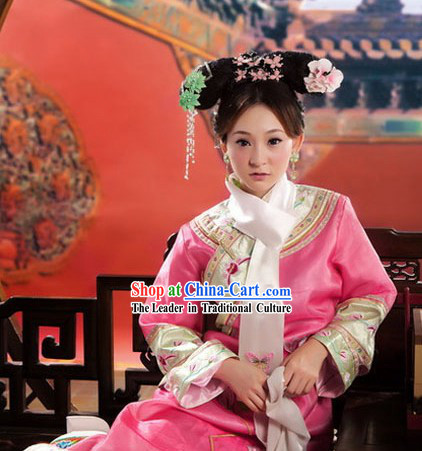 Ancient Chinese Qing Dynasty Princess Costume and Headwear