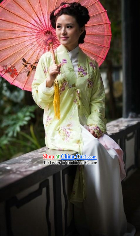 Traditional Chinese Women Flower Hanfu for Spring and Summer Wear
