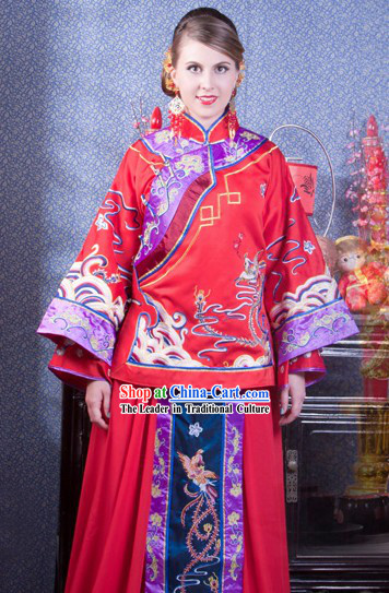 Traditional Chinese Embroidered Phoenix Wedding Dress
