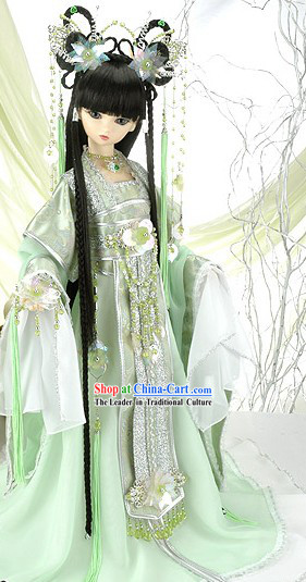 Ancient Chinese Princess Light Green Hair Accessoreis and Wig Complete Set