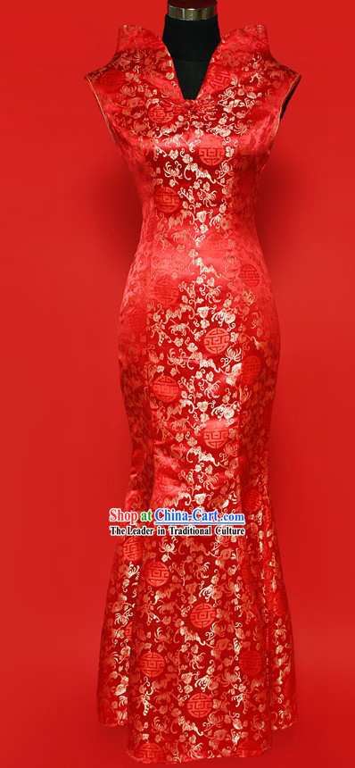 Unique Design Fish Tail Wedding Cheongsam for Brides