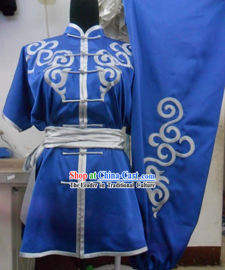 Blue Silk Kung Fu Tournaments Costumes for Men or Women