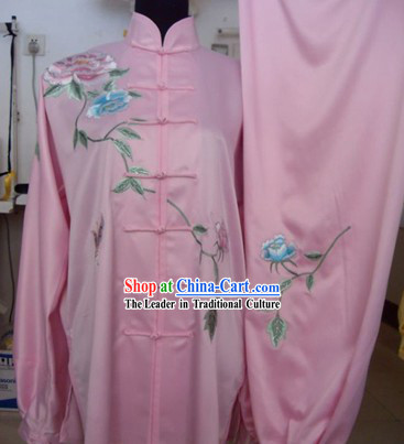Pink Chinese Martial Arts Competitions Uniform for Women