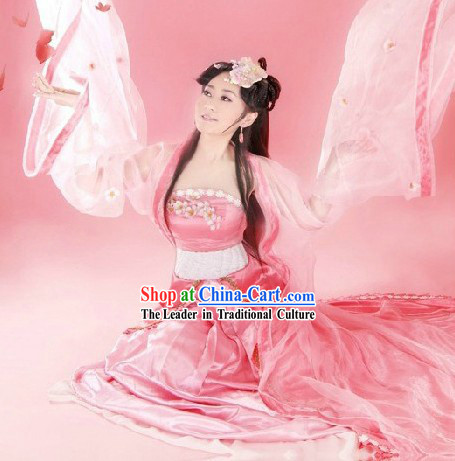 Ancient China Pink Fairy Costumes and Headpieces