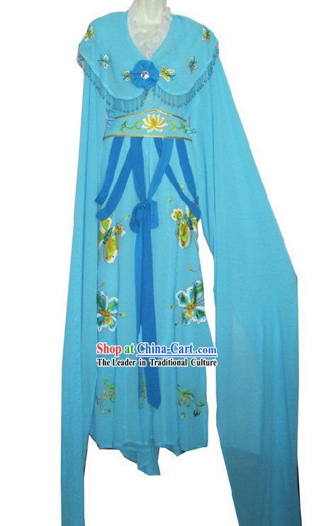 Blue Chinese Opera Young Women Hua Tan Butterfly Long Sleeve Costume for Women