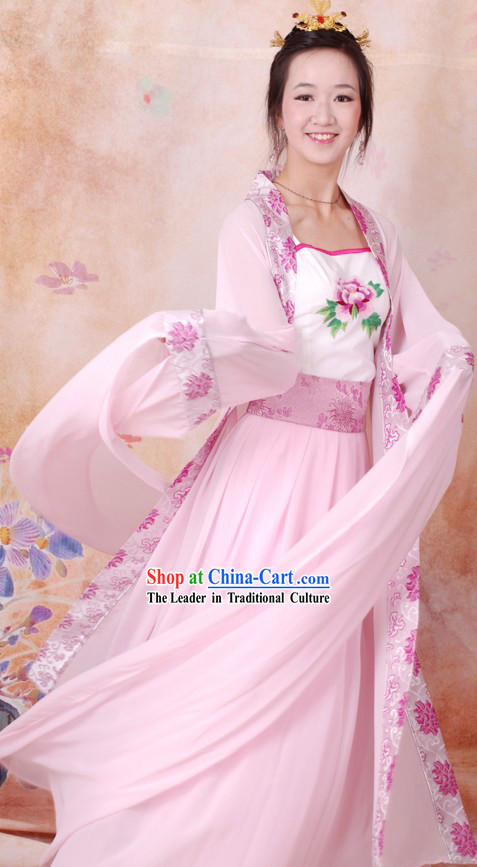 Ancient Chinese Pink Water Sleeve Dance Costumes for Women