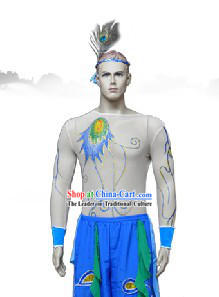 Traditional Chinese Peacock Tribe Village Dance Costume for Men