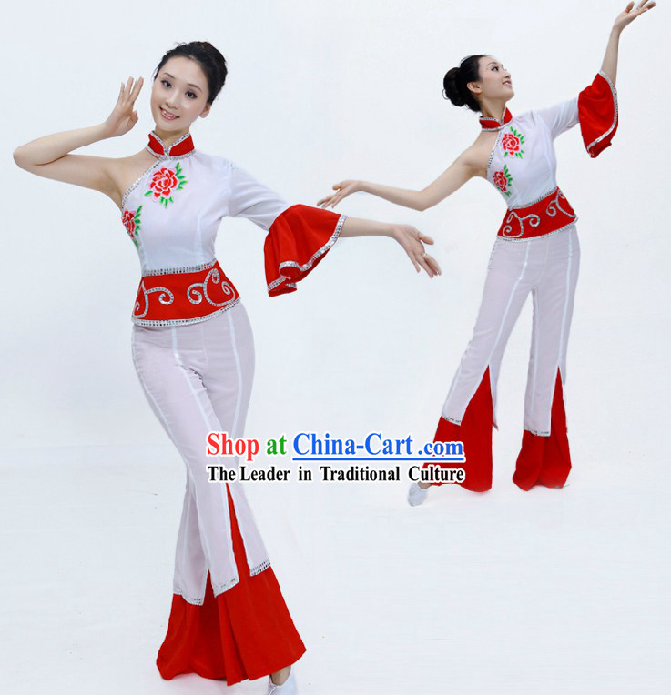 Traditional Chinese Fan Dancing Costume for Girls