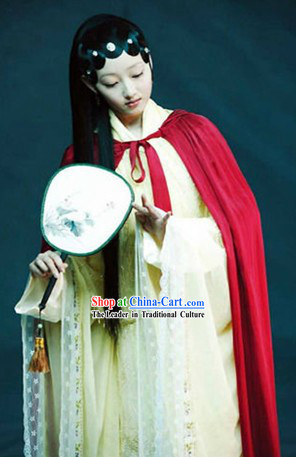 Ancient Chinese Stage Performance Red Mantle Clark for Women