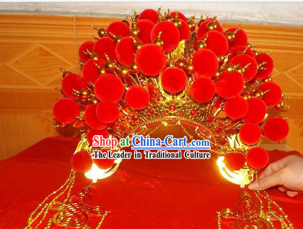 Chinese Opera Red Wedding Phoenix Crown for Women