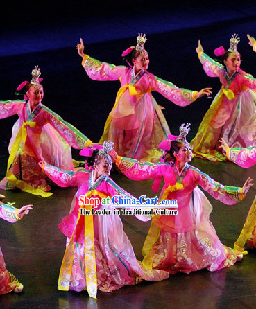 Korean Dance Costumes and Headdress Complete Set for Women