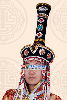 Traditional Chinese Stage Performance Ethnic Mongolian Hat for Women