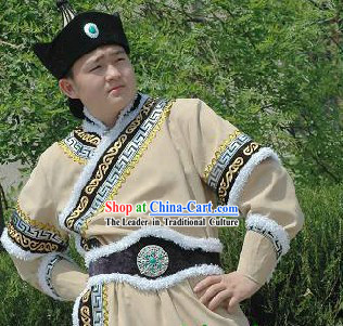 Mongolian National Clothing and Hat Complete Set for Men