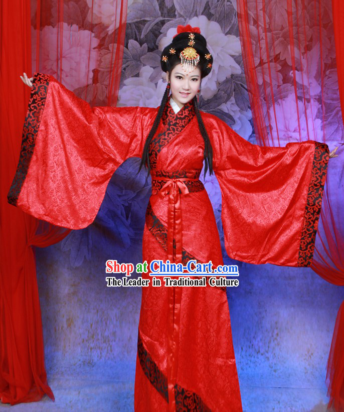 Ancient Chinese Red Hanfu Clothing Complete Set for Women