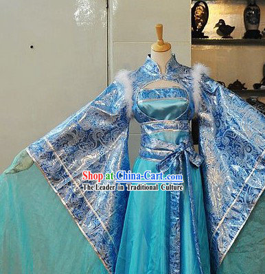 Ancient Chinese Blue Princess Costume for Ladies