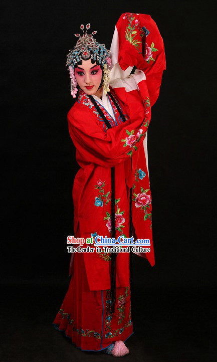 Chinese Peking Opera Huadan Long Sleeve Costume and Skirt for Women