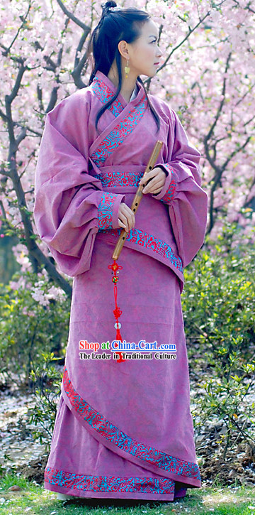 Ancient Chinese Han Dynasty Purple Dresses for Women