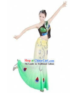 Traditional Chinese Dai Minority Peacock Dance Costumes for Women