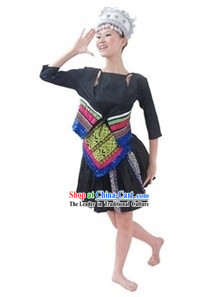 Traditional Chinese Miao Clothes and Hat for Women
