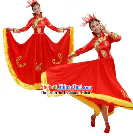 Chinese Mongolian Dresses and Headpiece for Women