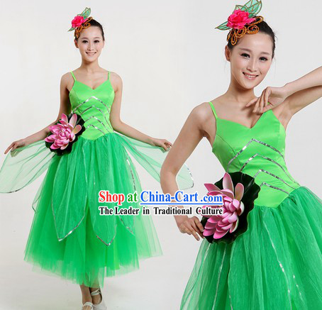 Traditional Chinese Lotus Contemporary Costumes and Headpiece for Women