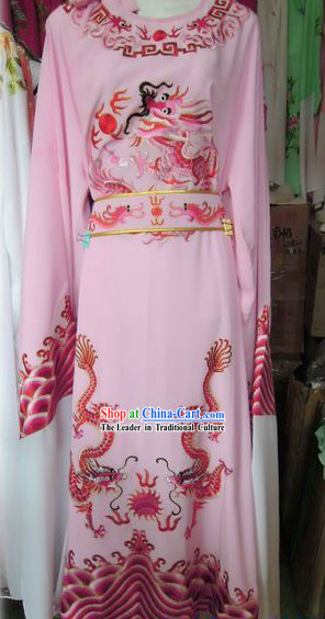 Ancient Chinese Pink Embroidered Dragon Young Men Long Robe