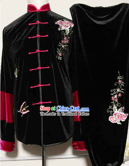 Traditional Chinese Velvet Embroidery Tai Chi Kung Fu Competition Uniforms