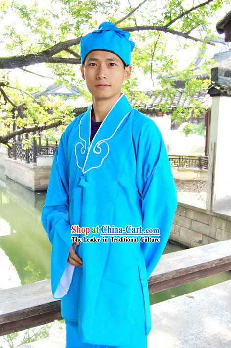 Ancient Chinese Servant Costume and Hat for Men