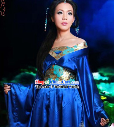 Ancient Chinese Blue Tang Dress for Girls
