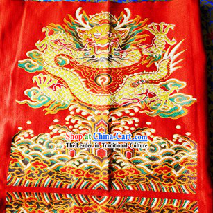 Red Traditional Chinese Tibetan Dragon Fabric