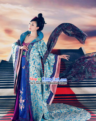 Ancient Chinese Tang Princess Clothing and Hair Accessories Complete Set