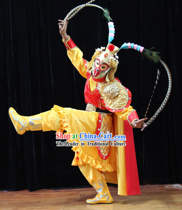 Traditional Chinese Monkey King Sun Wukong Mask Changing Costumes and Helmet
