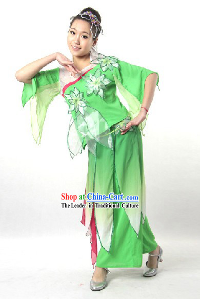 Traditional Chinese Stage Performance Jasmine Flower Mo Li Dance Costume and Head Pieces