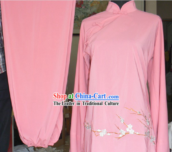 Traditional Chinese Pink Wing Chun Kung Fu Suit for Girls