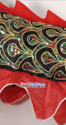 Black Asian Classical Embroidery Dragon Dancing Costumes
