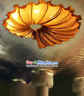 Big Handmade Orange Chinese Trumpet Shell Shape Ceiling Lantern