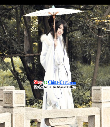 Ancient Chinese White Swordsman Costumes Complete Set