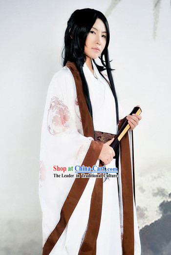 Ancient Chinese White Dragon Robe for Men