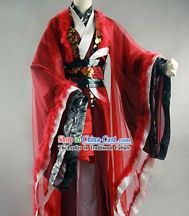 Traditional Ancient Chinese Red and Black Prince Clothes for Men