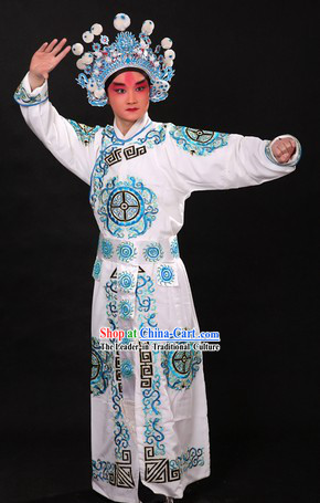 Traditional Chinese Wusheng Character Suit and Hat for Men