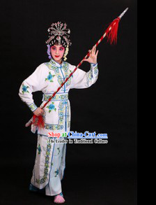 Peking Opera White Snake Legend Female Warrior Costumes and Headpieces