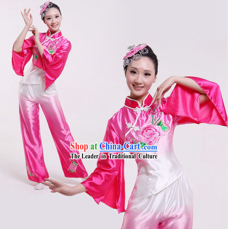 Traditional Chinese Colour Transition Fan Dance Costume for Women
