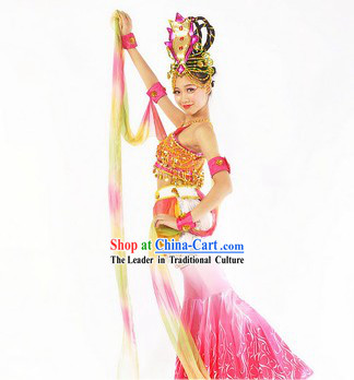 Apsaras Dancing Costumes and Headdress for Women