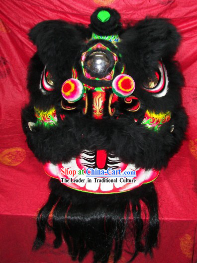 Top Quality Black Wool Green Underneath Lion Dance Costumes Complete Set