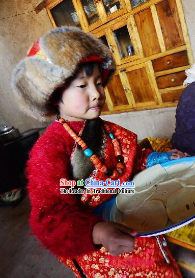 Traditional Tibetan Clothing and Hat for Children