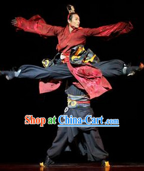 Professional Stage Performance Terracotta Terra Cotta Warrior Dance Costume and Hat for Boys or Men