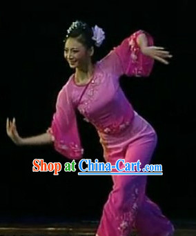 Traditional Asian Dance Costumes and Headwear Complete Set for Women